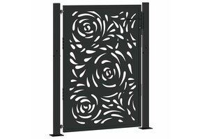 Zwarte Stalen Poort met Vlamontwerp 100x125 cm (35% Korting)