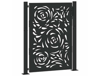 vidaXL Poort met vlamontwerp 100x125 cm staal zwart