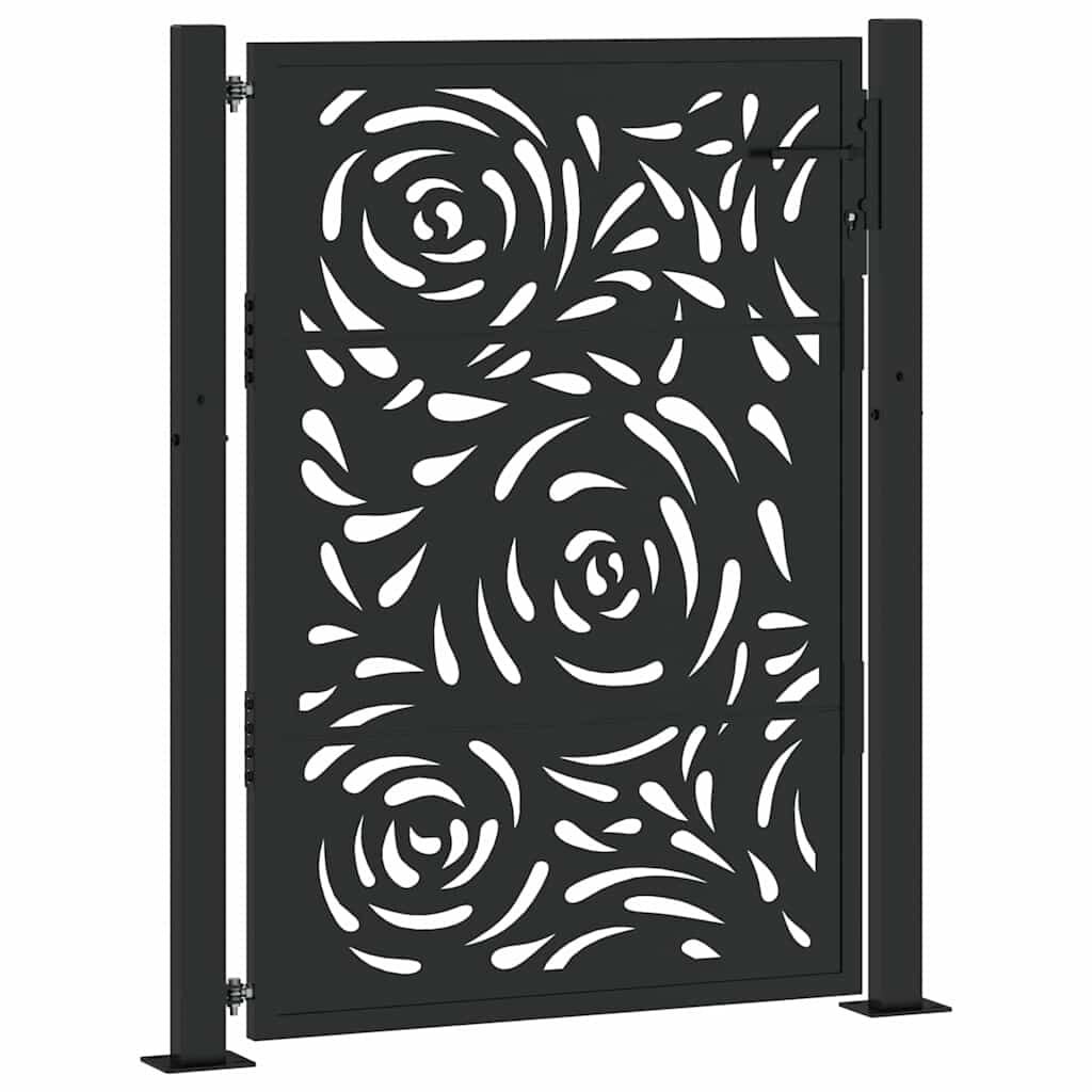 vidaXL Poort met vlamontwerp 100x125 cm staal zwart