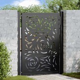 vidaXL Poort met vlamontwerp 100x125 cm staal zwart