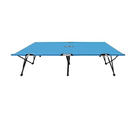 vidaXL Ligbed 2-persoons inklapbaar staal blauw