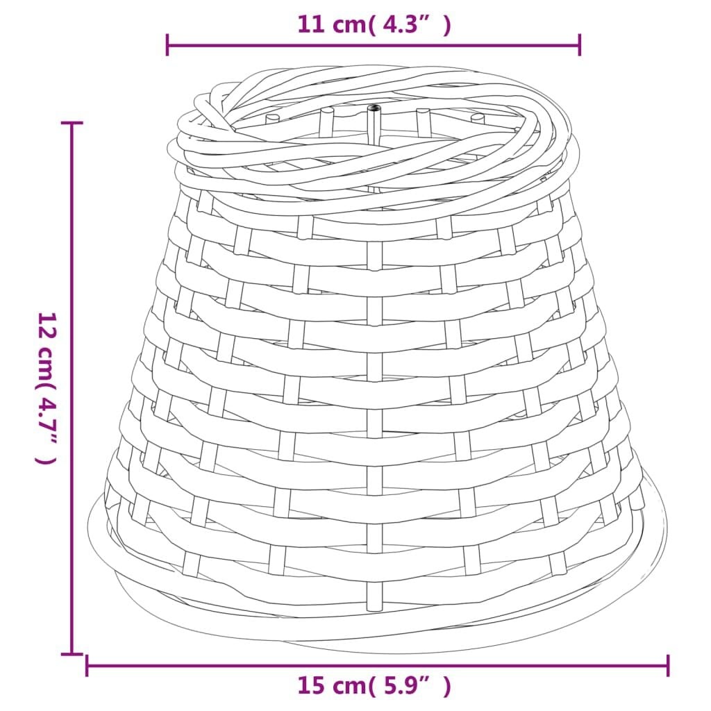 vidaXL Lampenkap Ø15x12 cm wicker bruin
