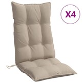 vidaXL Stoelkussens Hoge Rug Oxford Stof Taupe - 4 Stuks - 34% Korting