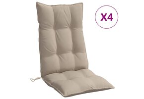 vidaXL Stoelkussens Hoge Rug Oxford Stof Taupe - 4 Stuks - 34% Korting