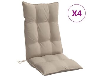 vidaXL Stoelkussens Hoge Rug Oxford Stof Taupe - 4 Stuks - 34% Korting