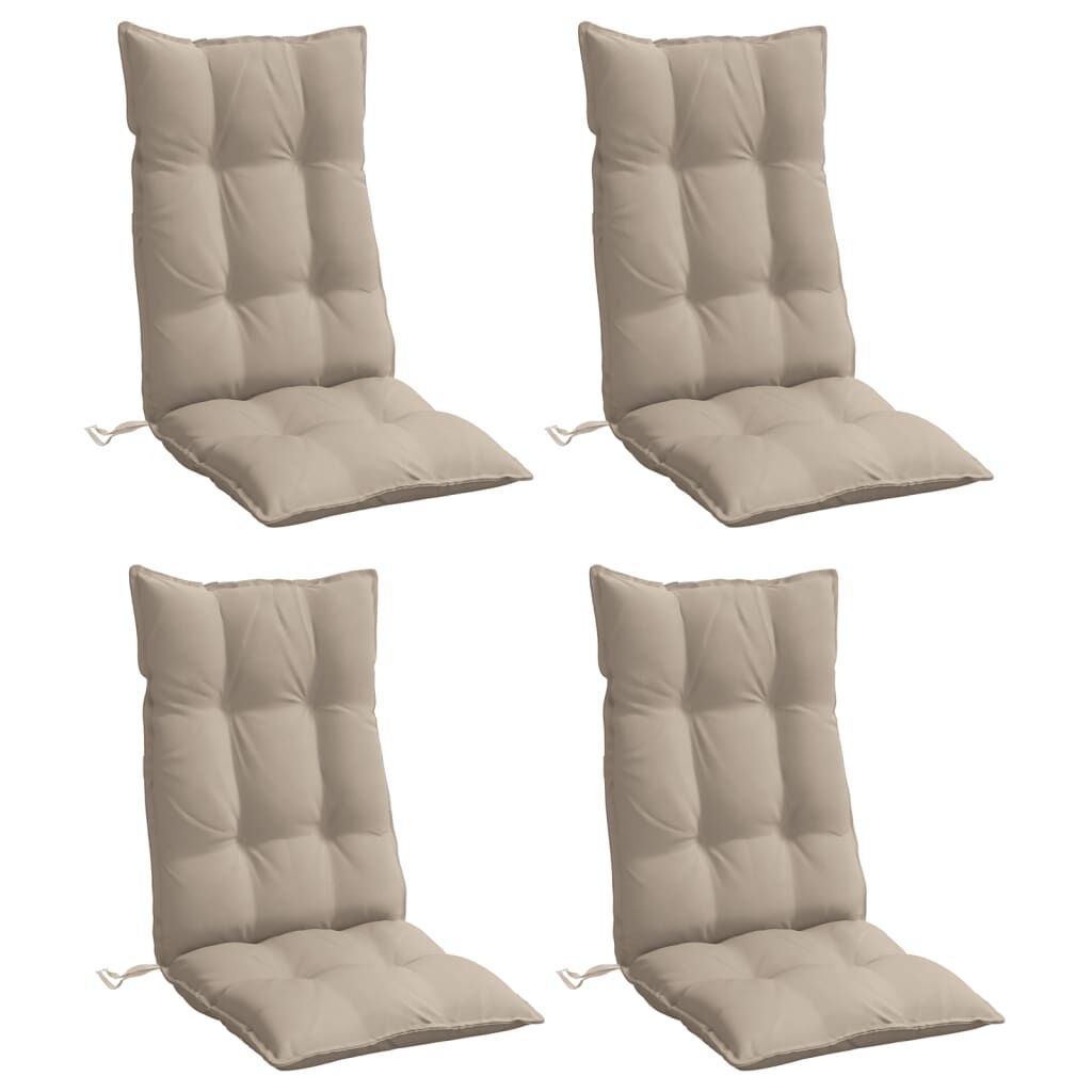 vidaXL Stoelkussens Hoge Rug Oxford Stof Taupe - 4 Stuks - 34% Korting