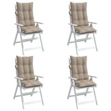 vidaXL Stoelkussens Hoge Rug Oxford Stof Taupe - 4 Stuks - 34% Korting