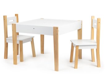 Kinder Tafel met 2 Stoelen & Krijtbord - MDF/Grenenhout - 52% Korting