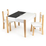 Kinder Tafel met 2 Stoelen & Krijtbord - MDF/Grenenhout - 52% Korting