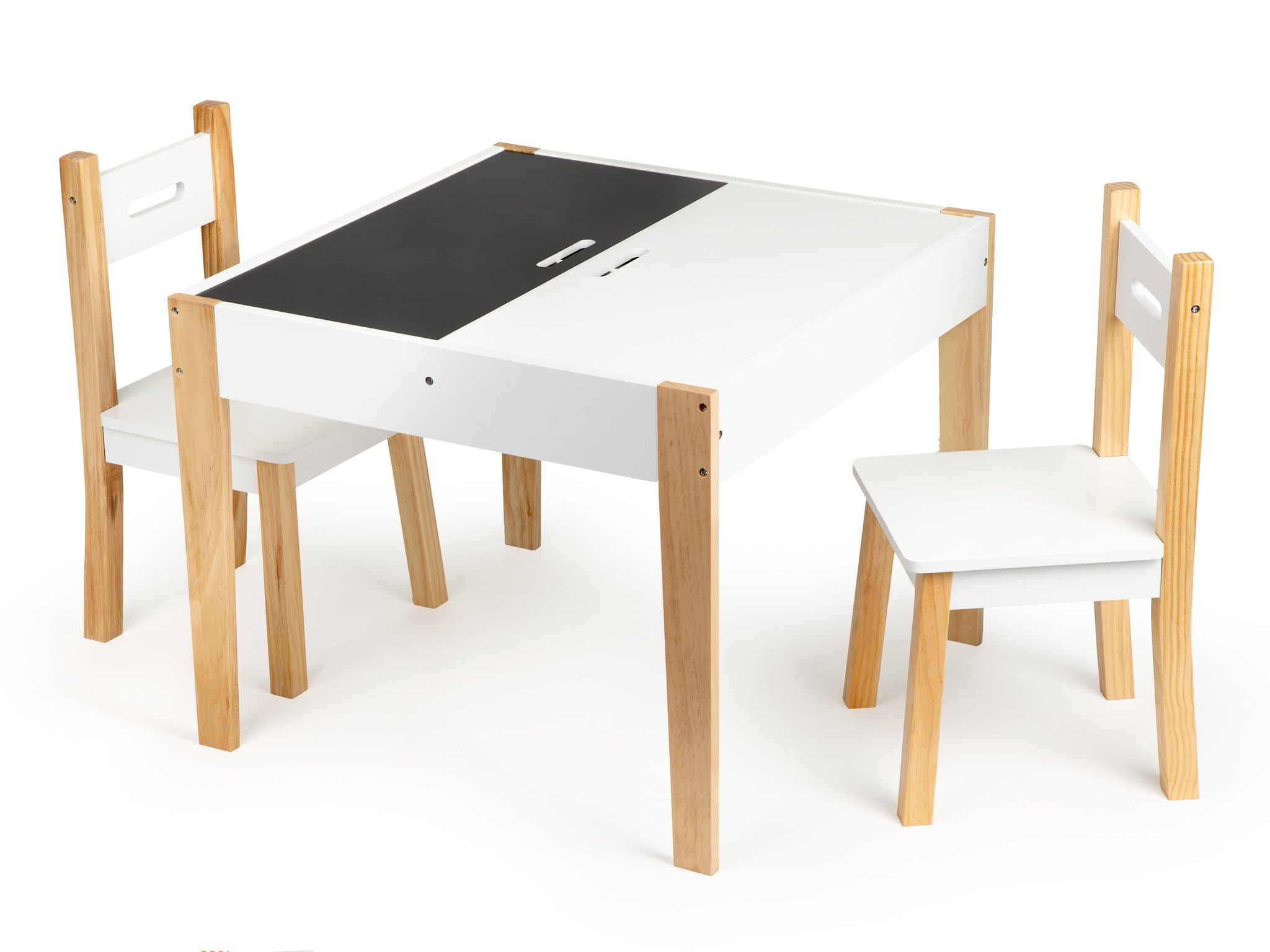 Kinder Tafel met 2 Stoelen & Krijtbord - MDF/Grenenhout - 52% Korting