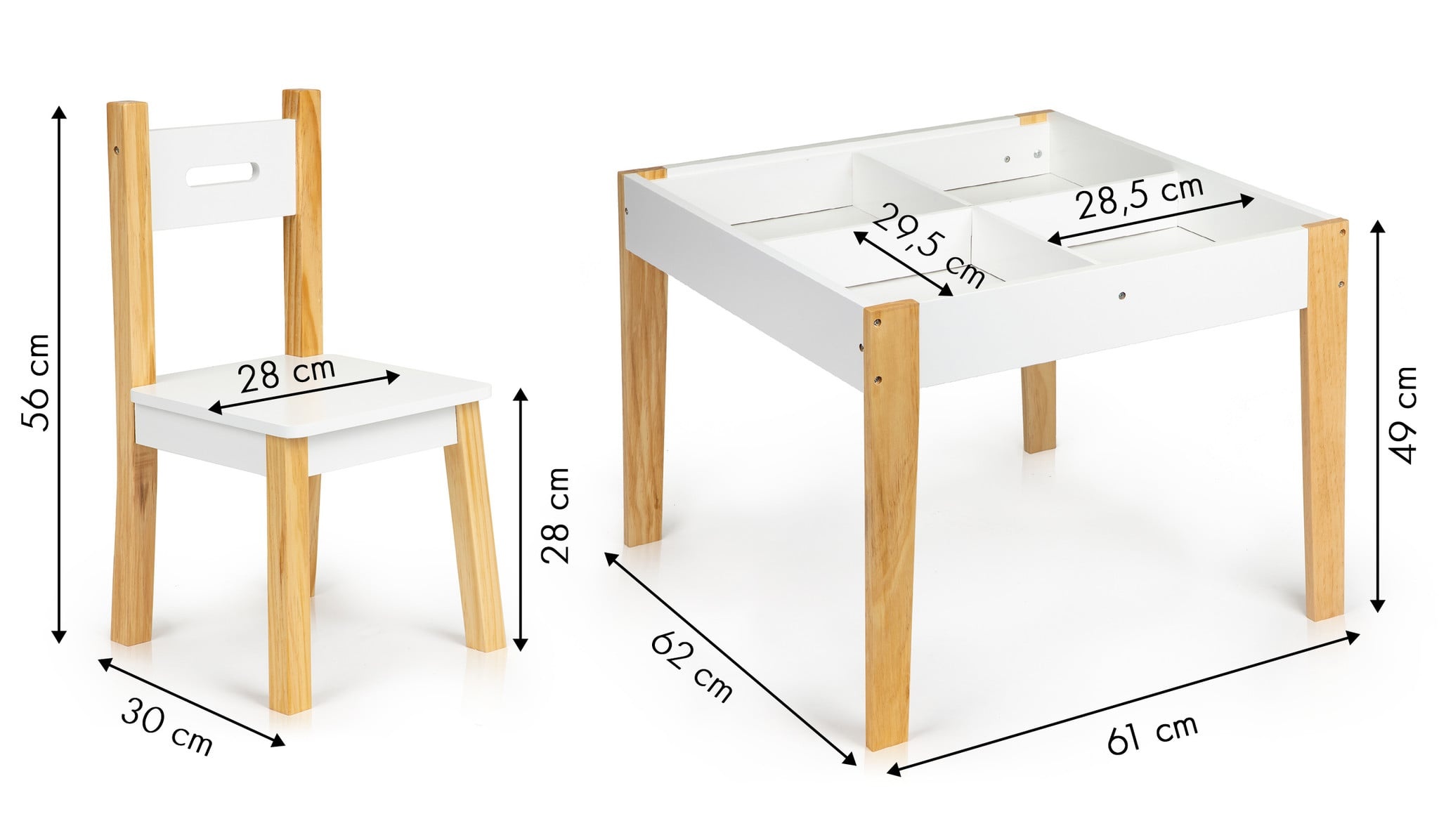 Kinder Tafel met 2 Stoelen & Krijtbord - MDF/Grenenhout - 52% Korting