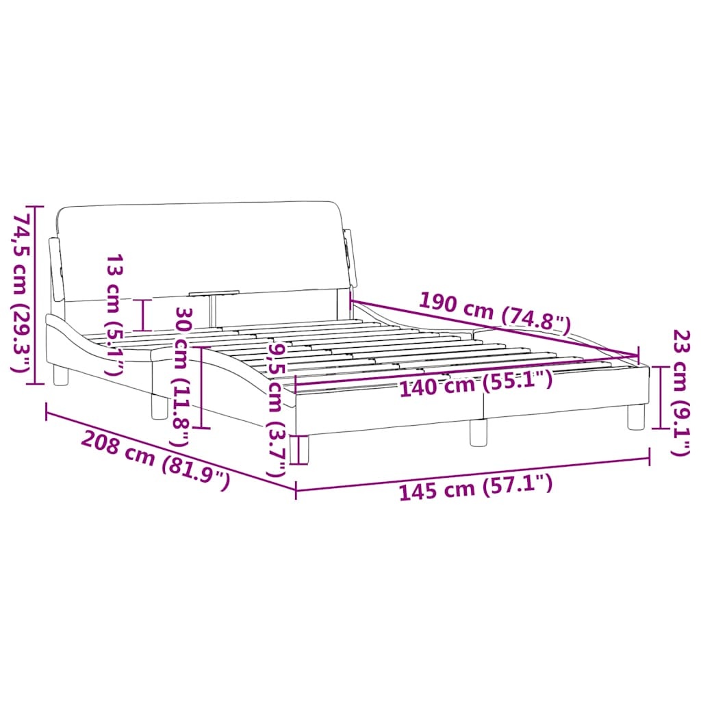 Lichtgrijs Stoffen Bedframe 140x190 cm - 47% Korting