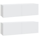 Witte TV-Wandmeubels 2 stuks (100x30x30 cm) - Bewerkt Hout - 48% Korting