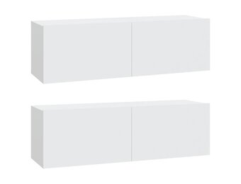 Witte TV-Wandmeubels 2 stuks (100x30x30 cm) - Bewerkt Hout - 48% Korting