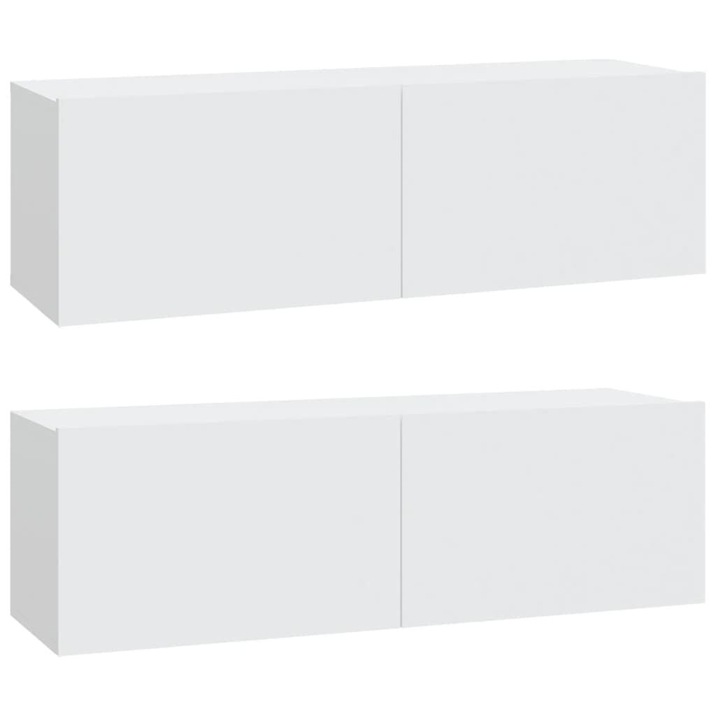 Witte TV-Wandmeubels 2 stuks (100x30x30 cm) - Bewerkt Hout - 48% Korting