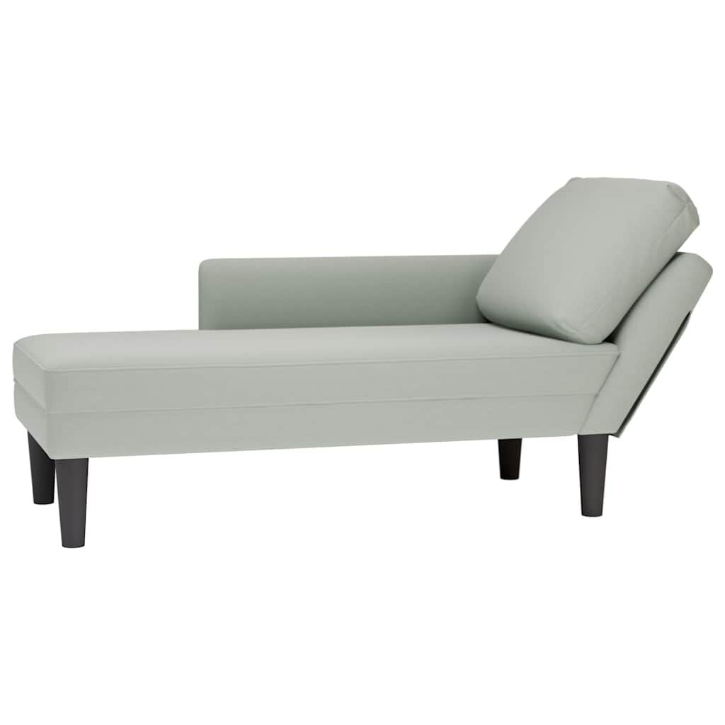 Fluwelen Chaise Longue met Kussen - Lichtgrijs (35% Korting)