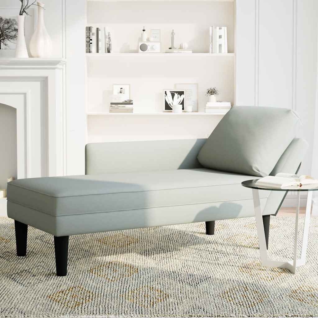 Fluwelen Chaise Longue met Kussen - Lichtgrijs (35% Korting)