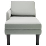 Fluwelen Chaise Longue met Kussen - Lichtgrijs (35% Korting)