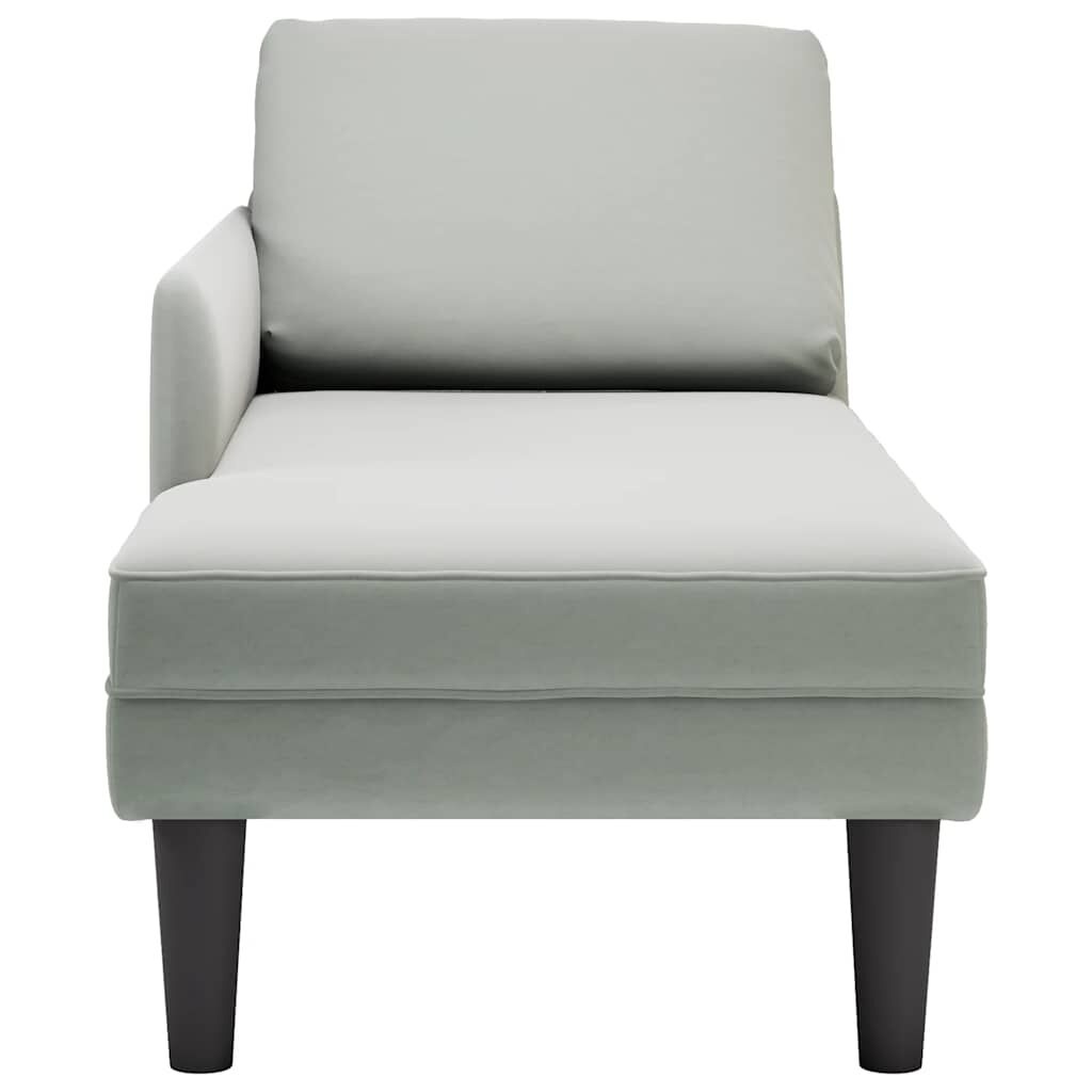 Fluwelen Chaise Longue met Kussen - Lichtgrijs (35% Korting)