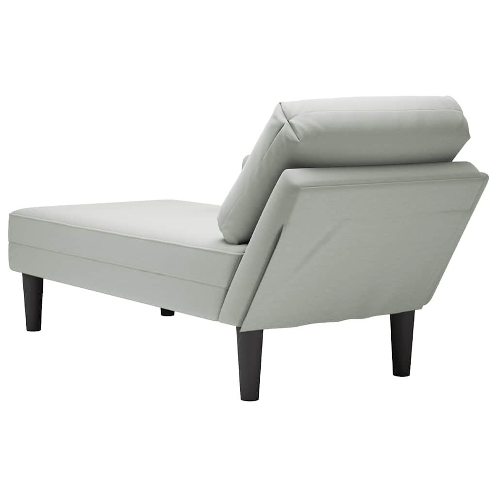 Fluwelen Chaise Longue met Kussen - Lichtgrijs (35% Korting)