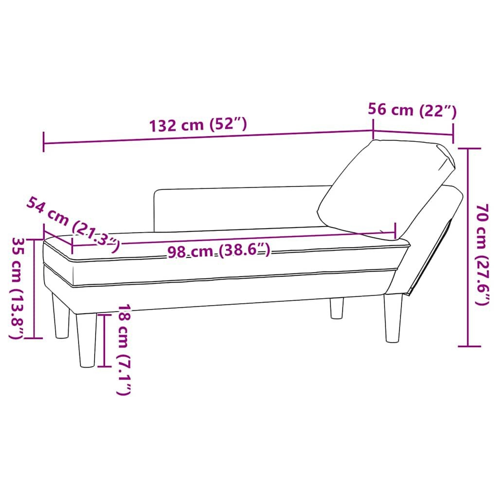 Fluwelen Chaise Longue met Kussen - Lichtgrijs (35% Korting)