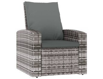 Verstelbare Tuinstoel met Kussens - Poly Rotan Grijs - 35% Korting