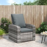 Verstelbare Tuinstoel met Kussens - Poly Rotan Grijs - 35% Korting