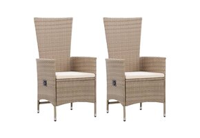 vidaXL Tuinstoelen 2 stuks met kussens poly rattan beige - 35% Korting!
