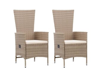 vidaXL Tuinstoelen 2 stuks met kussens poly rattan beige - 35% Korting!