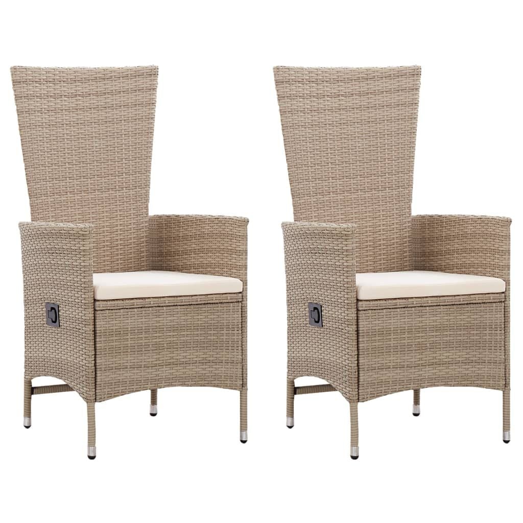 vidaXL Tuinstoelen 2 stuks met kussens poly rattan beige - 35% Korting!