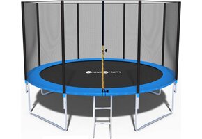 Trampoline 404 cm Blauw/Zwart met Veiligheidsnet & Ladder - 35% Korting