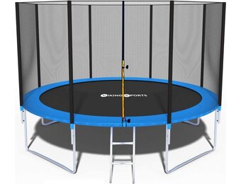 Trampoline 404 cm Blauw/Zwart met Veiligheidsnet & Ladder - 35% Korting