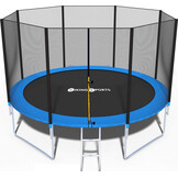 Trampoline 404 cm Blauw/Zwart met Veiligheidsnet & Ladder - 35% Korting