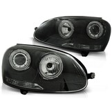 Koplampen VW Golf 5 (2003-2009) - Zwart, Angel Eyes, E-gekeurd, Set met Korting
