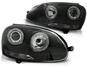 Koplampen VW Golf 5 (2003-2009) - Zwart, Angel Eyes, E-gekeurd, Set met Korting