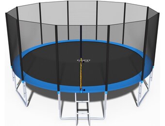 Tuintrampoline 490 cm Blauw/Zwart met Veiligheidsnet & Ladder - 35% Korting