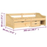 Slaapbank Grenenhout met 3 Laden - 90x200 cm - 35% Korting