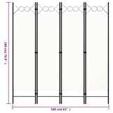 Kamerscherm 4-delig 160x180 cm Wit - 34% Korting!