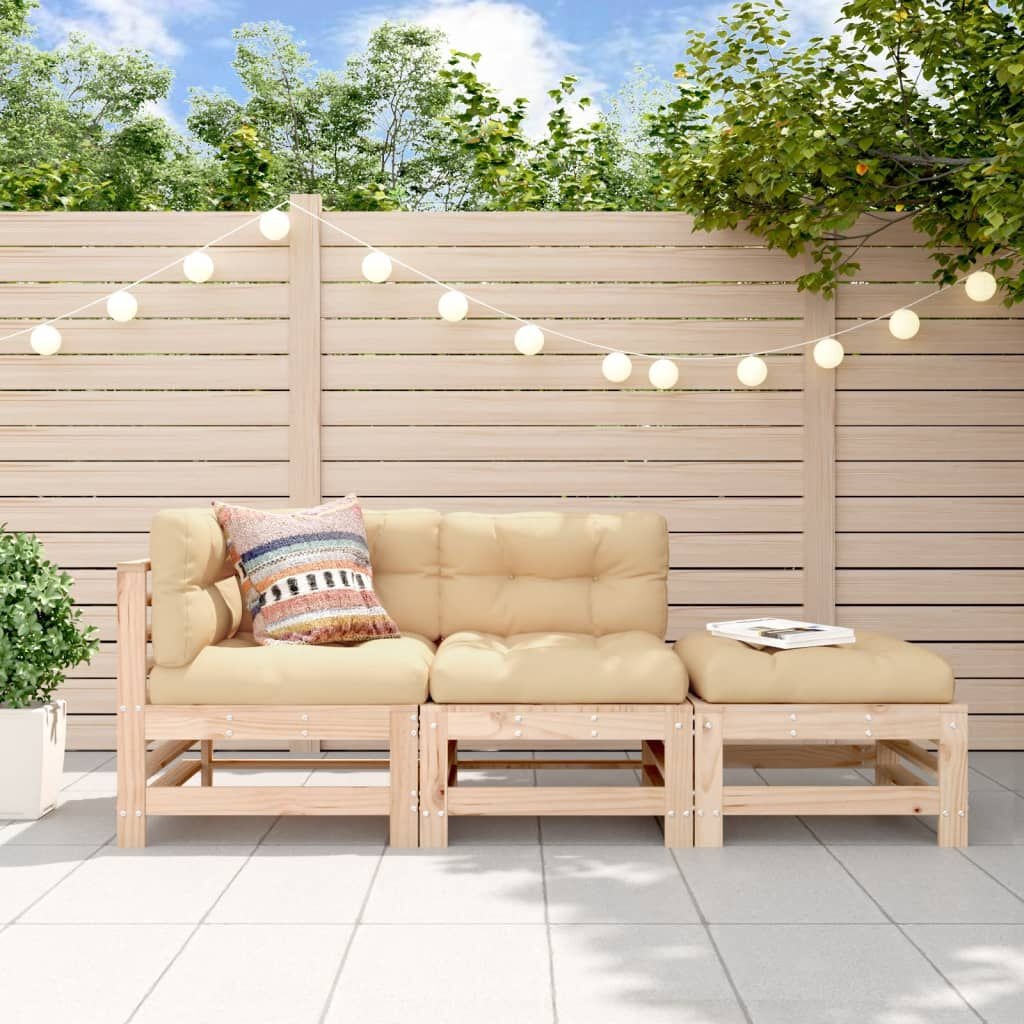 Loungeset 3-delig Massief Grenenhout met 30% Korting