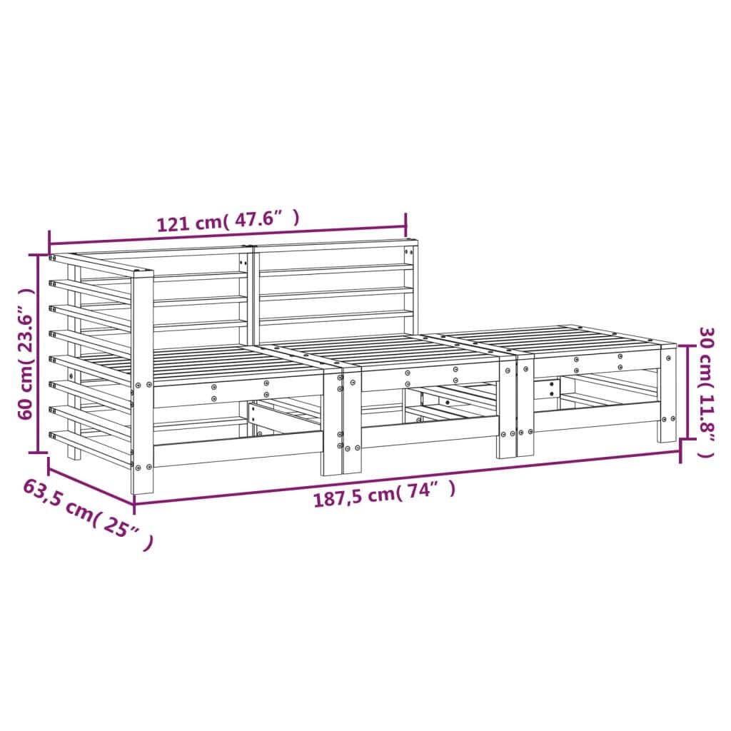 Loungeset 3-delig Massief Grenenhout met 30% Korting