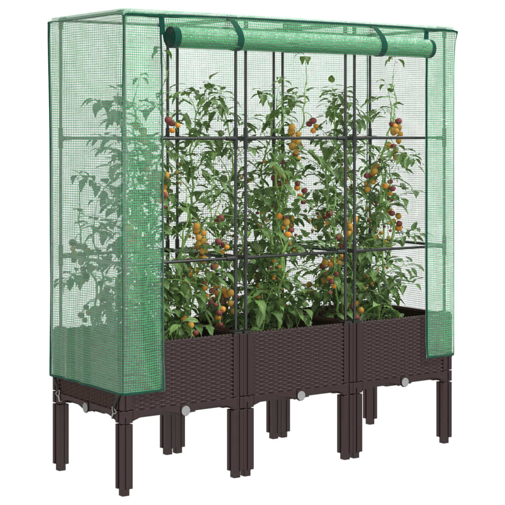 Verhoogde Plantenbak met Kas & Rattanlook - 120x40x140cm (34% Korting)