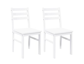 vidaXL Eetkamerstoelen 2 stuks Massief Rubberhout Wit - 34% Korting