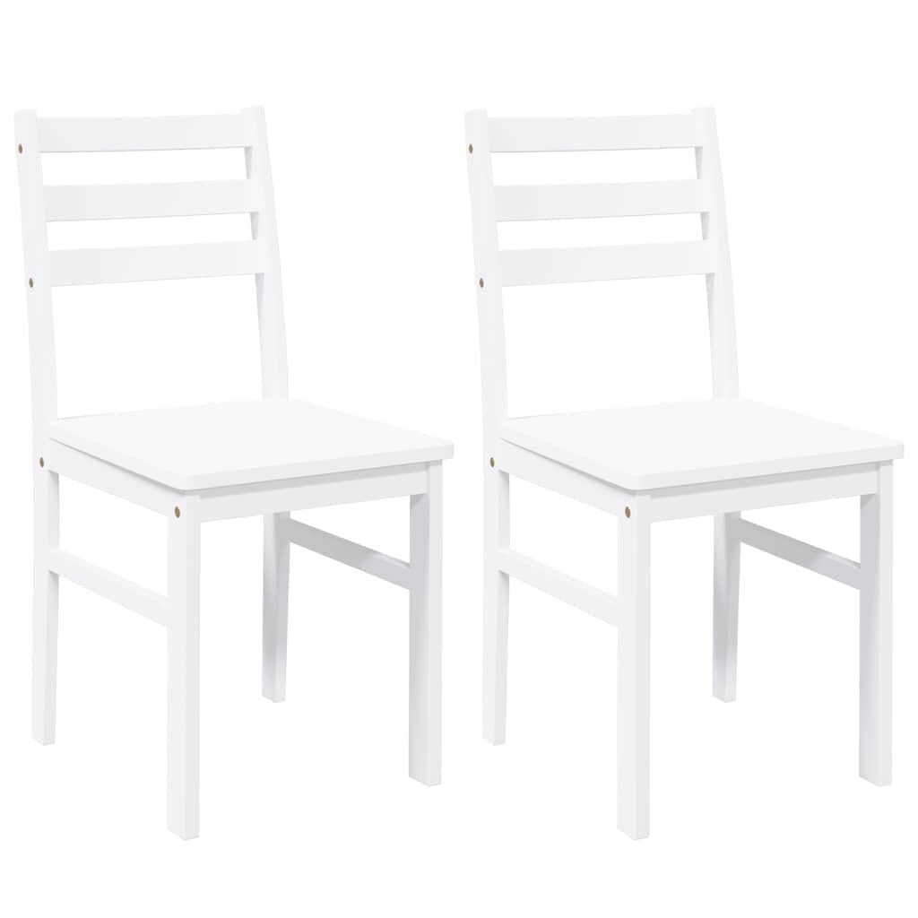 vidaXL Eetkamerstoelen 2 stuks Massief Rubberhout Wit - 34% Korting