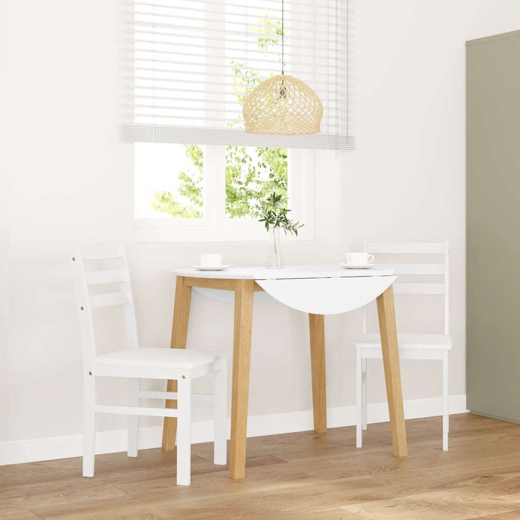 vidaXL Eetkamerstoelen 2 stuks Massief Rubberhout Wit - 34% Korting