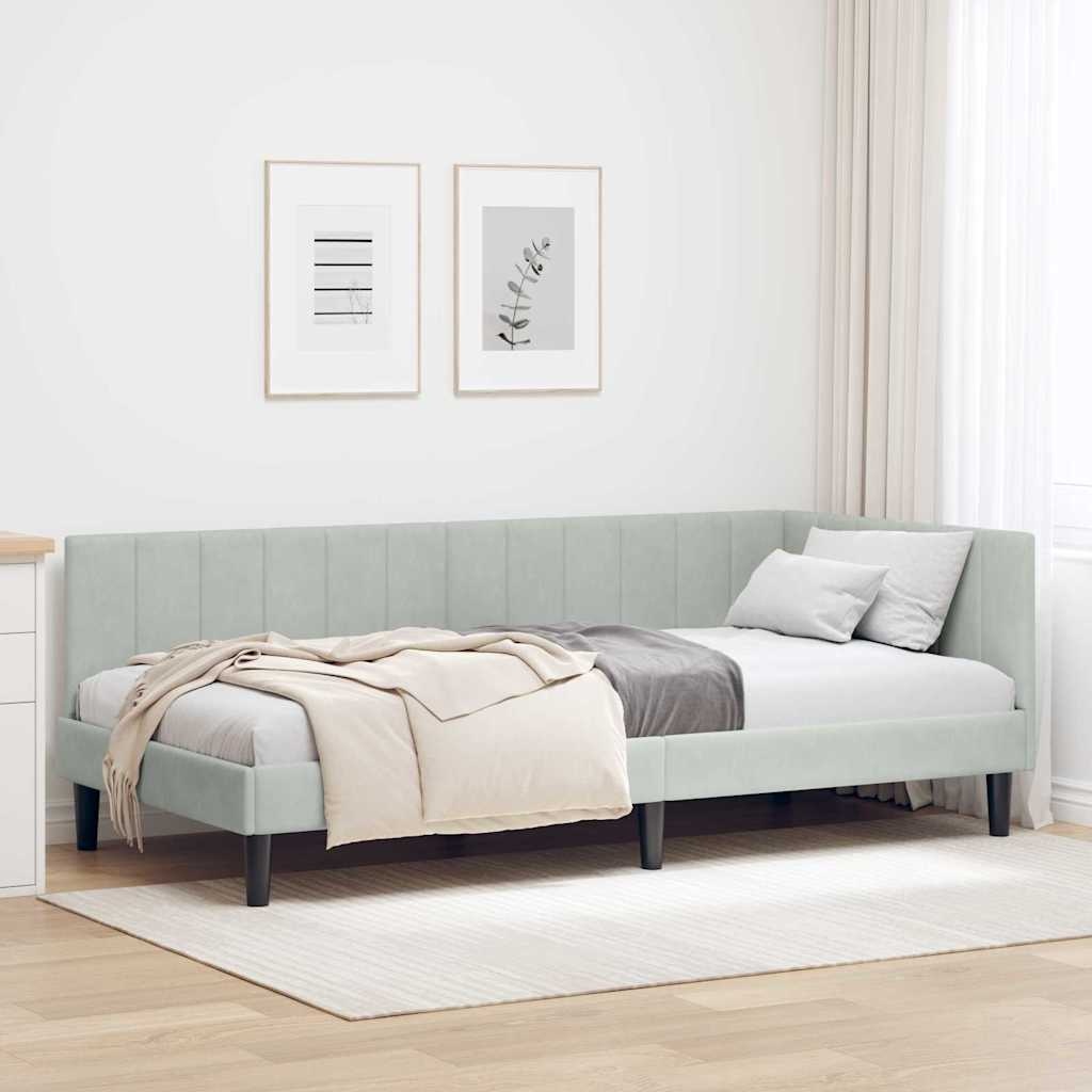 Hoekbedframe met Hoofdbord Lichtgrijs Fluweel - 35% Korting!