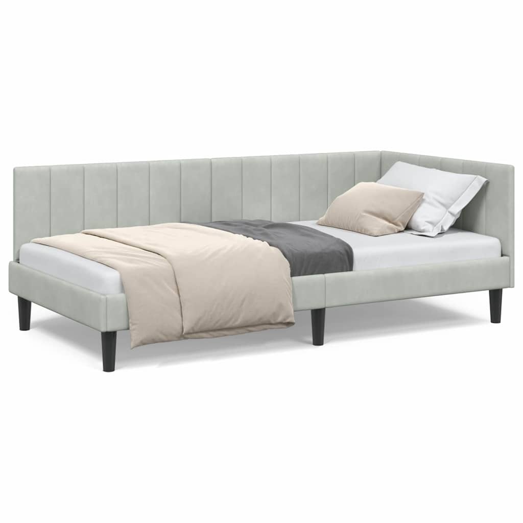 Hoekbedframe met Hoofdbord Lichtgrijs Fluweel - 35% Korting!