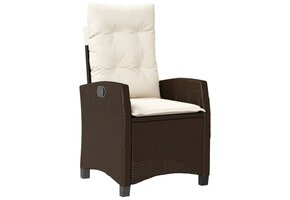 Verstelbare Poly Rattan Tuinstoel met Kussens - Bruin (30% Korting)