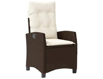 Verstelbare Poly Rattan Tuinstoel met Kussens - Bruin (30% Korting)