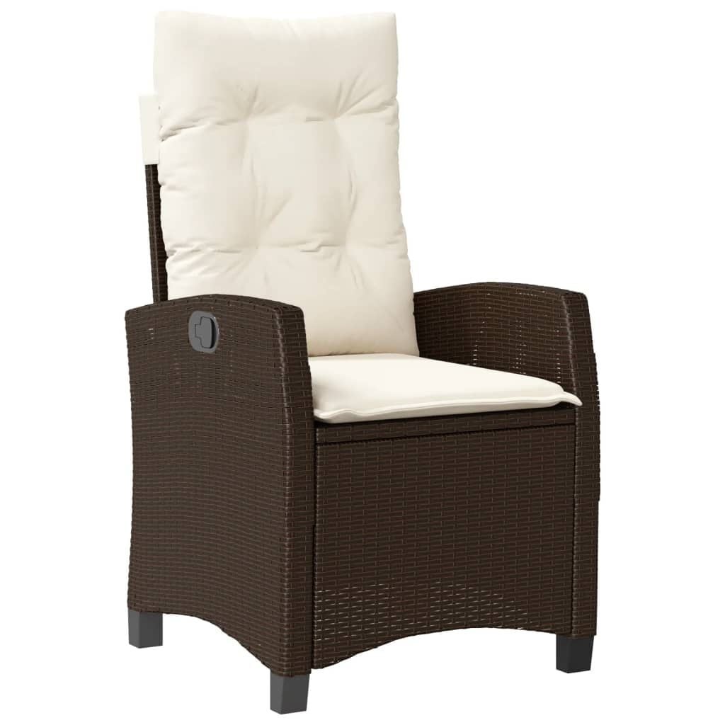 Verstelbare Poly Rattan Tuinstoel met Kussens - Bruin (30% Korting)