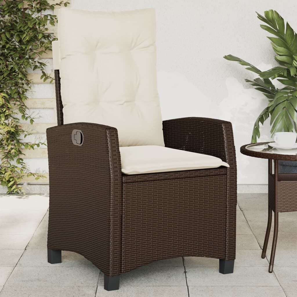 Verstelbare Poly Rattan Tuinstoel met Kussens - Bruin (30% Korting)